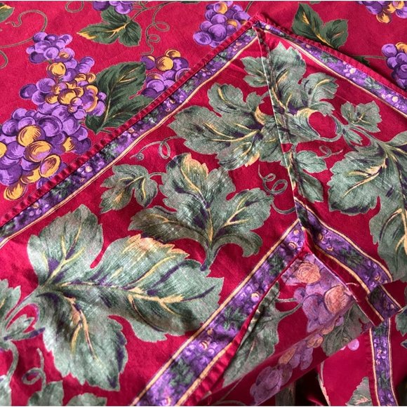 World Market Deep Red Tablecloth with Purple Grapes and Leaves 120" - Picture 5 of 7